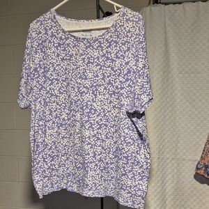 Croft & Barrow Women's 1X Lavender Floral Short Sleeve Top